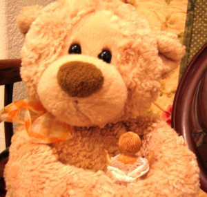 Baby J and Gus the bear hugging it out Baby J and Gus the bear hugging it out